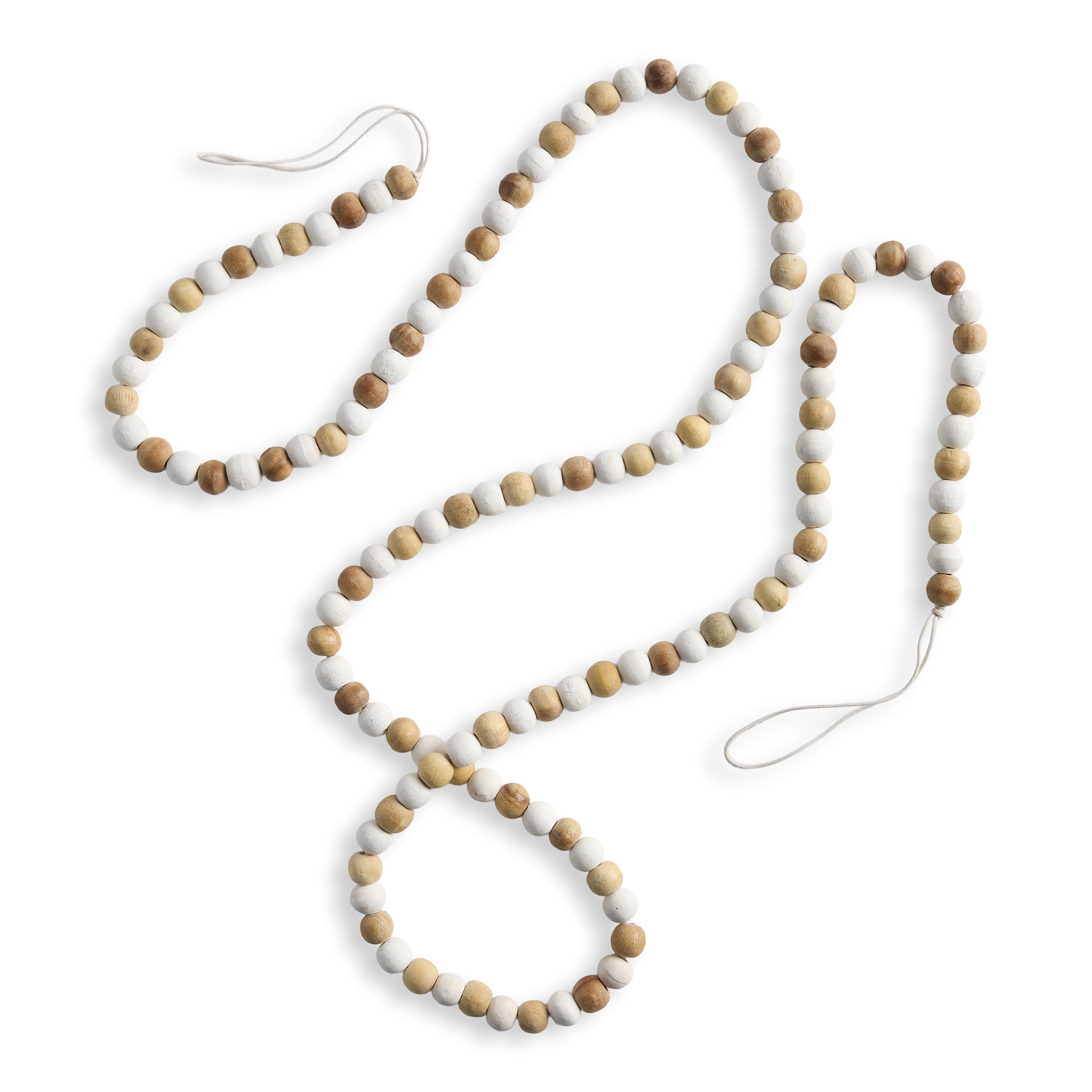 Natural and White Wood Beaded Garland