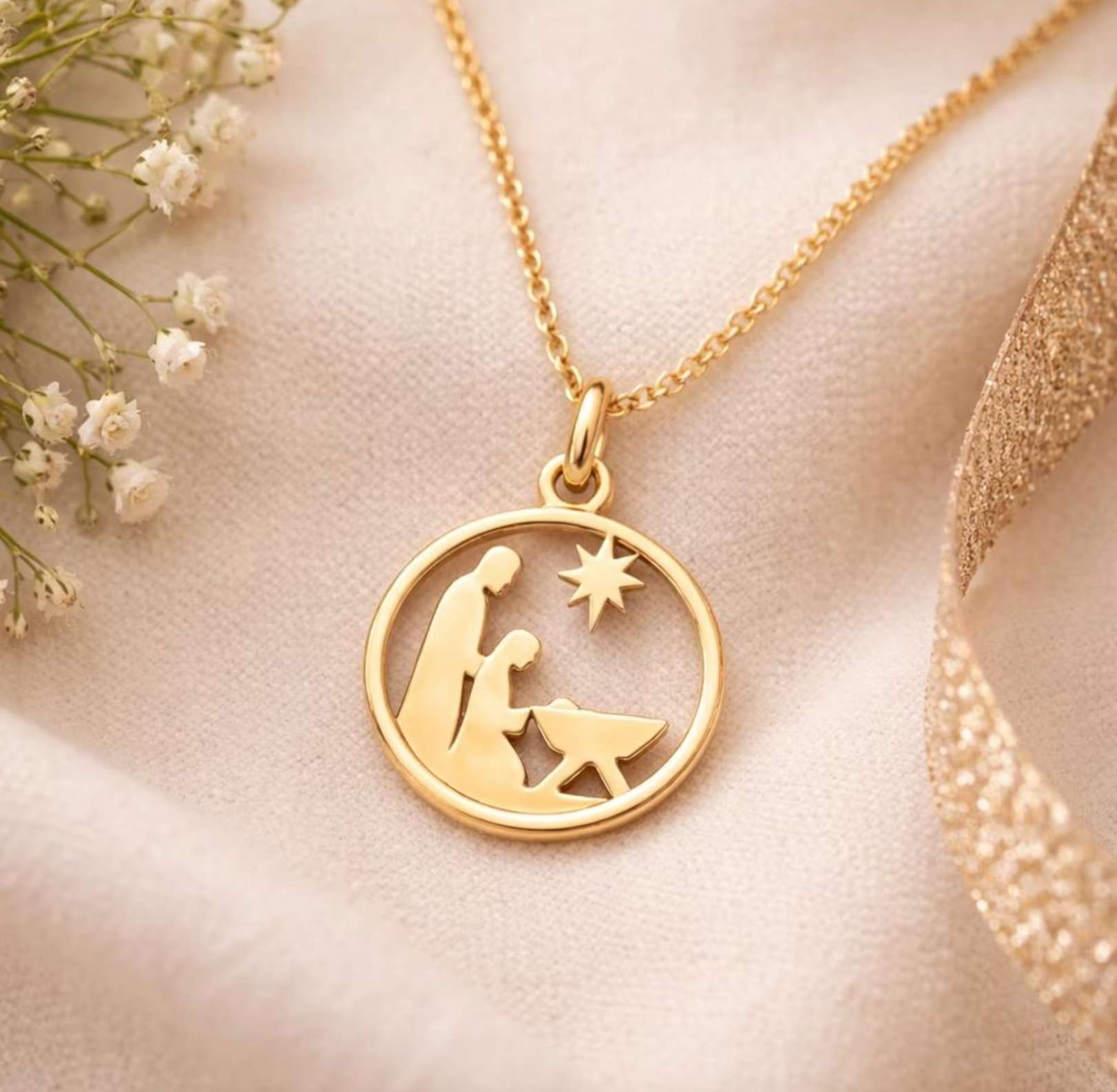 Let Us Adore Him Nativity Necklace, , large image number 2