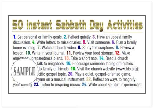 50 Instant Sabbath Day Activities Card, , large image number 1