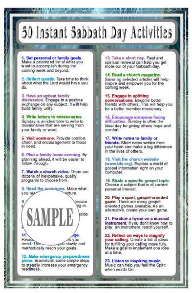 50 Instant Sabbath Day Activities Card, , large image number 0