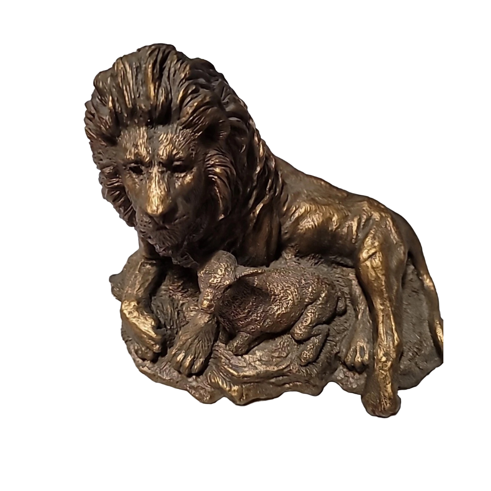 The Lamb and the Lion Statue (Bronze Resin Finish), , large image number 0