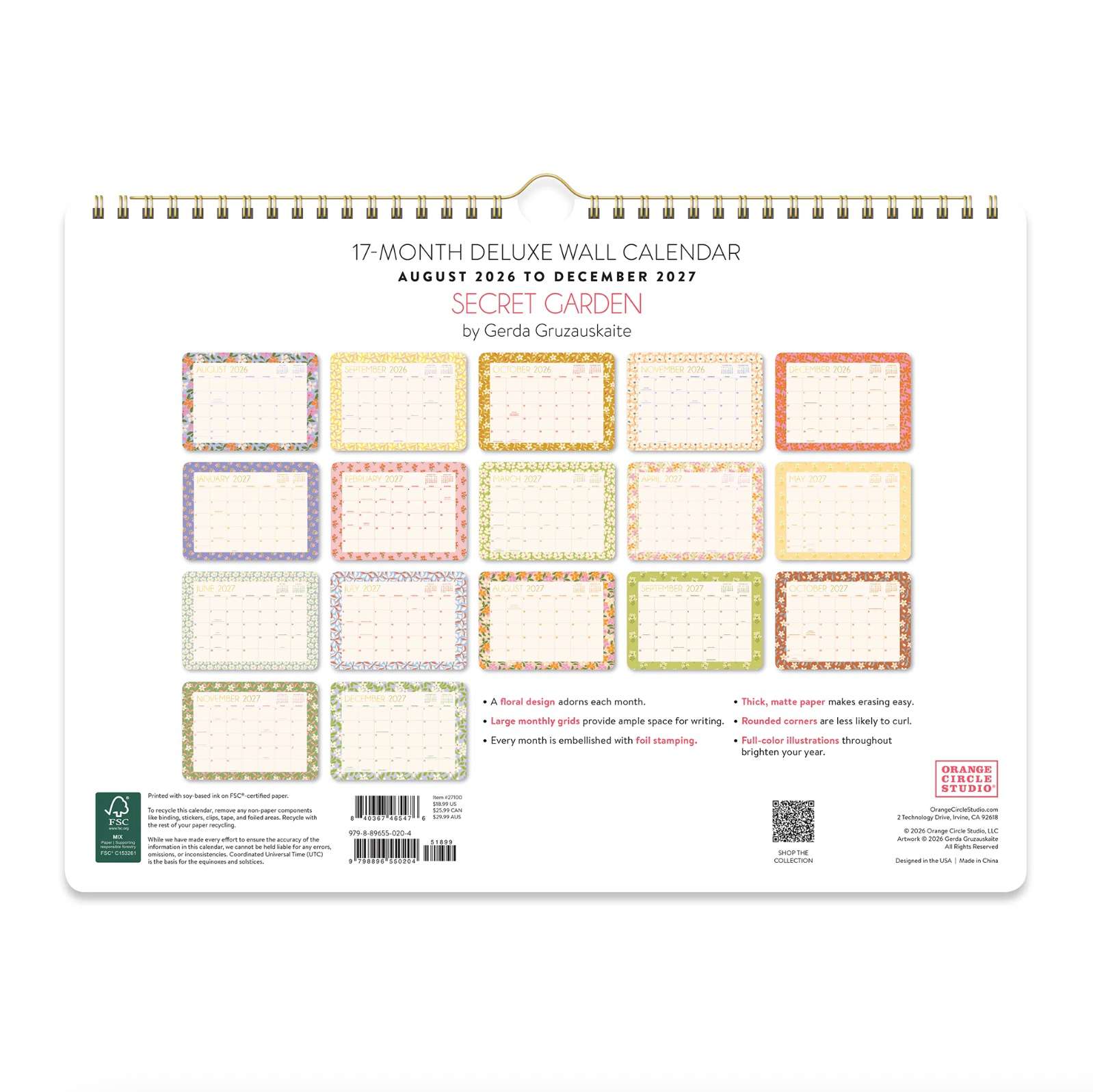 2027 Secret Garden Deluxe Wall Calendar, , large image number 2