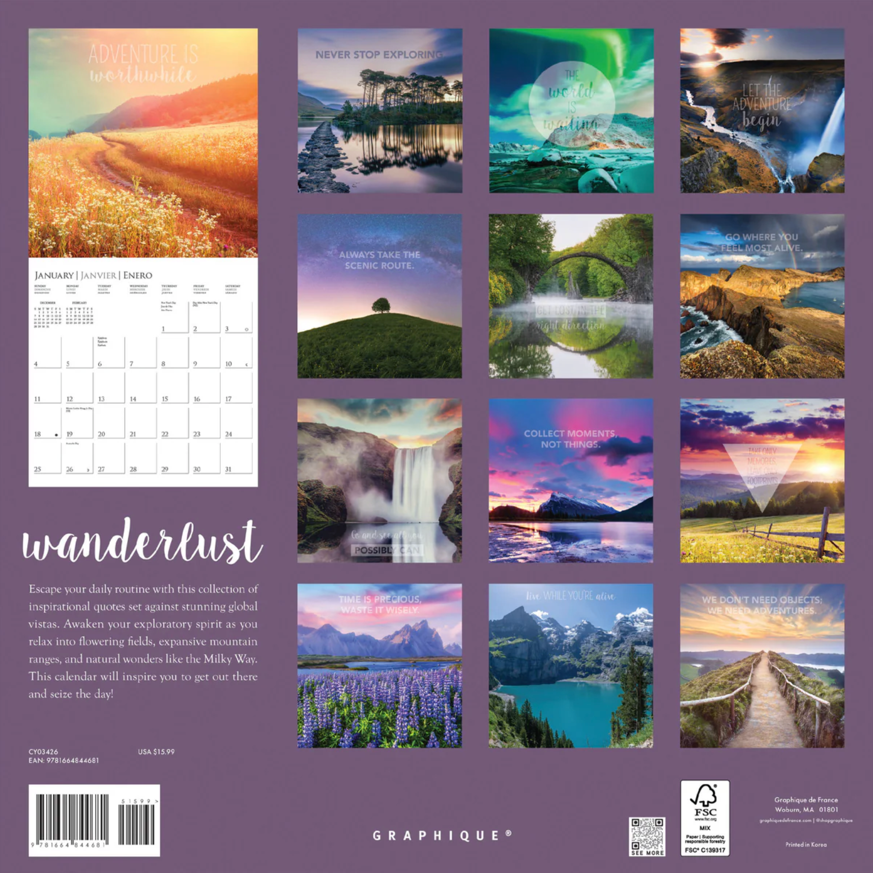 2026 Wanderlust Wall Calendar, , large image number 2