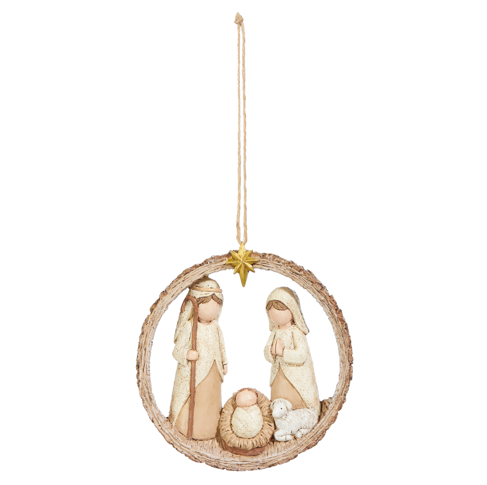 Holy Family with Sheep Nativity Ornament