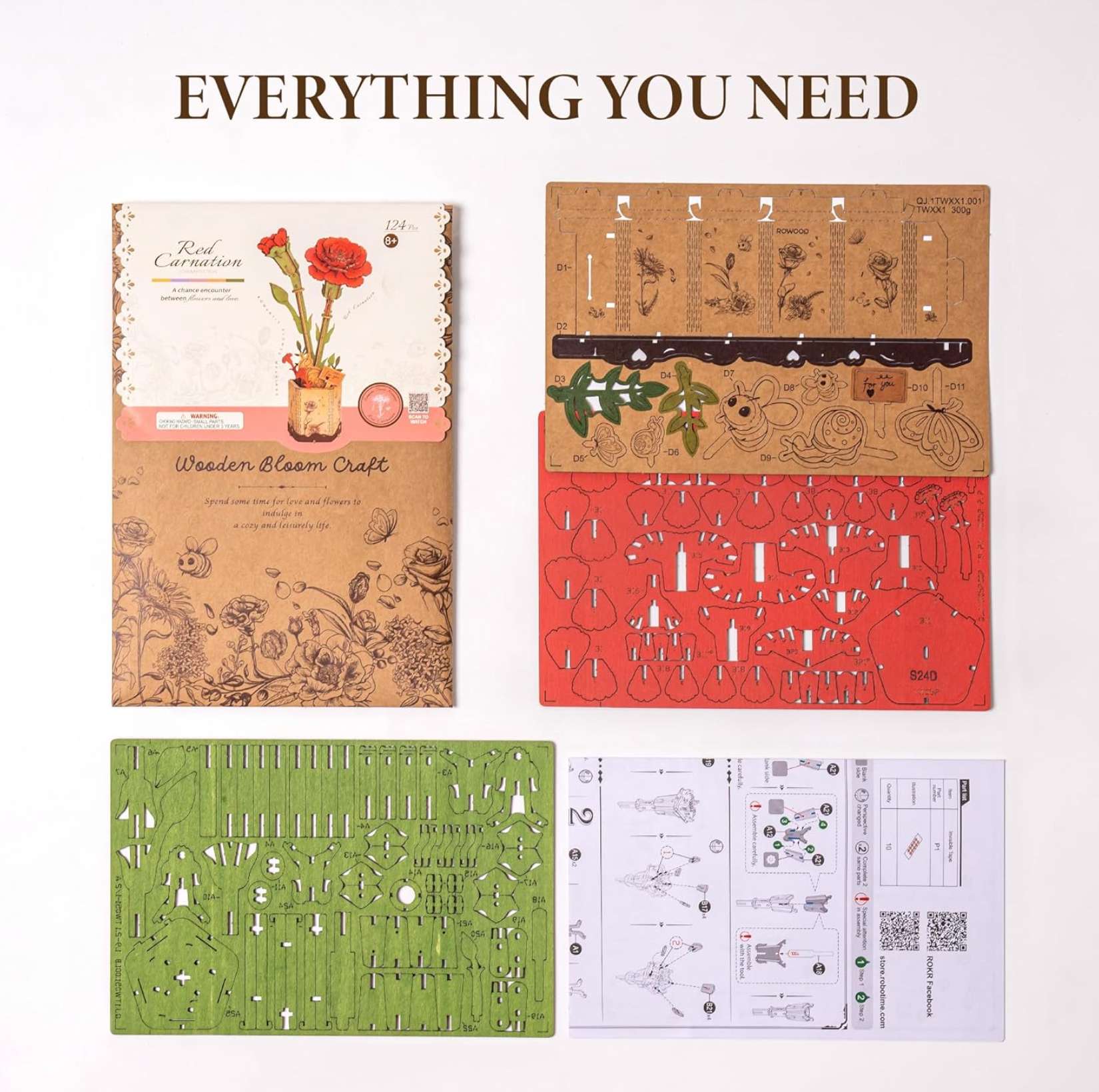 Red Carnation Wooden 124 Piece Puzzle, , large image number 3