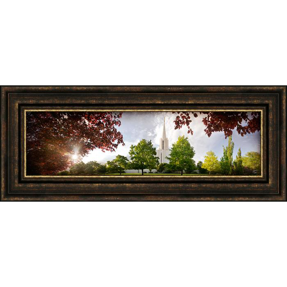 Jordan River Temple, the Day Dawn is Breaking (19x48 Canvas Framed Art)