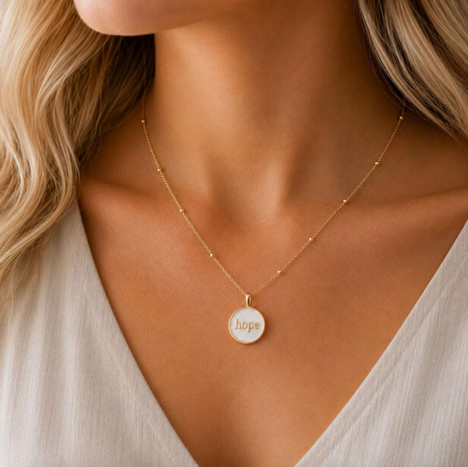 Hope Enamel Necklace, , large image number 2