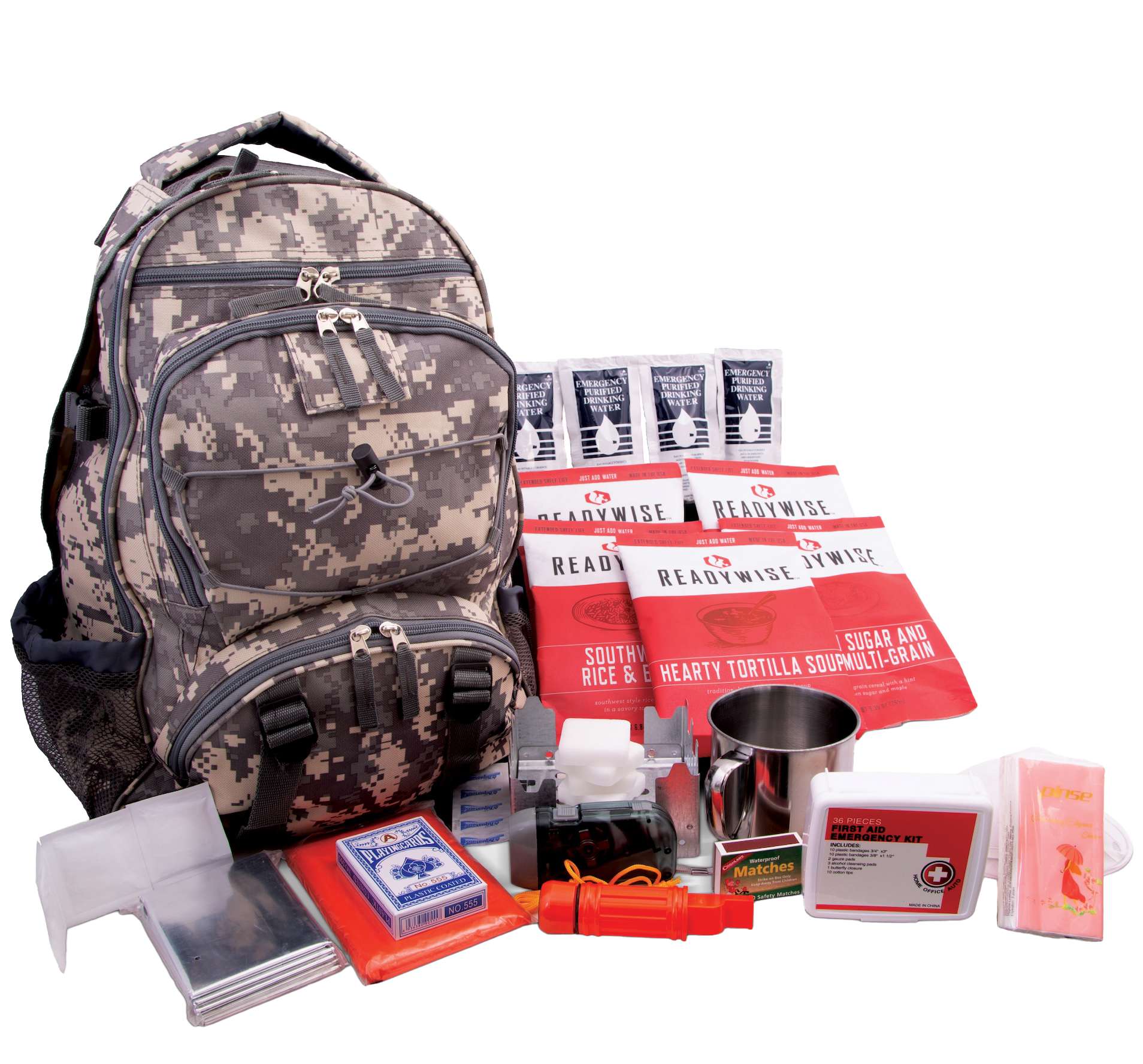 Camo 64 Piece Survival Backpack , , large