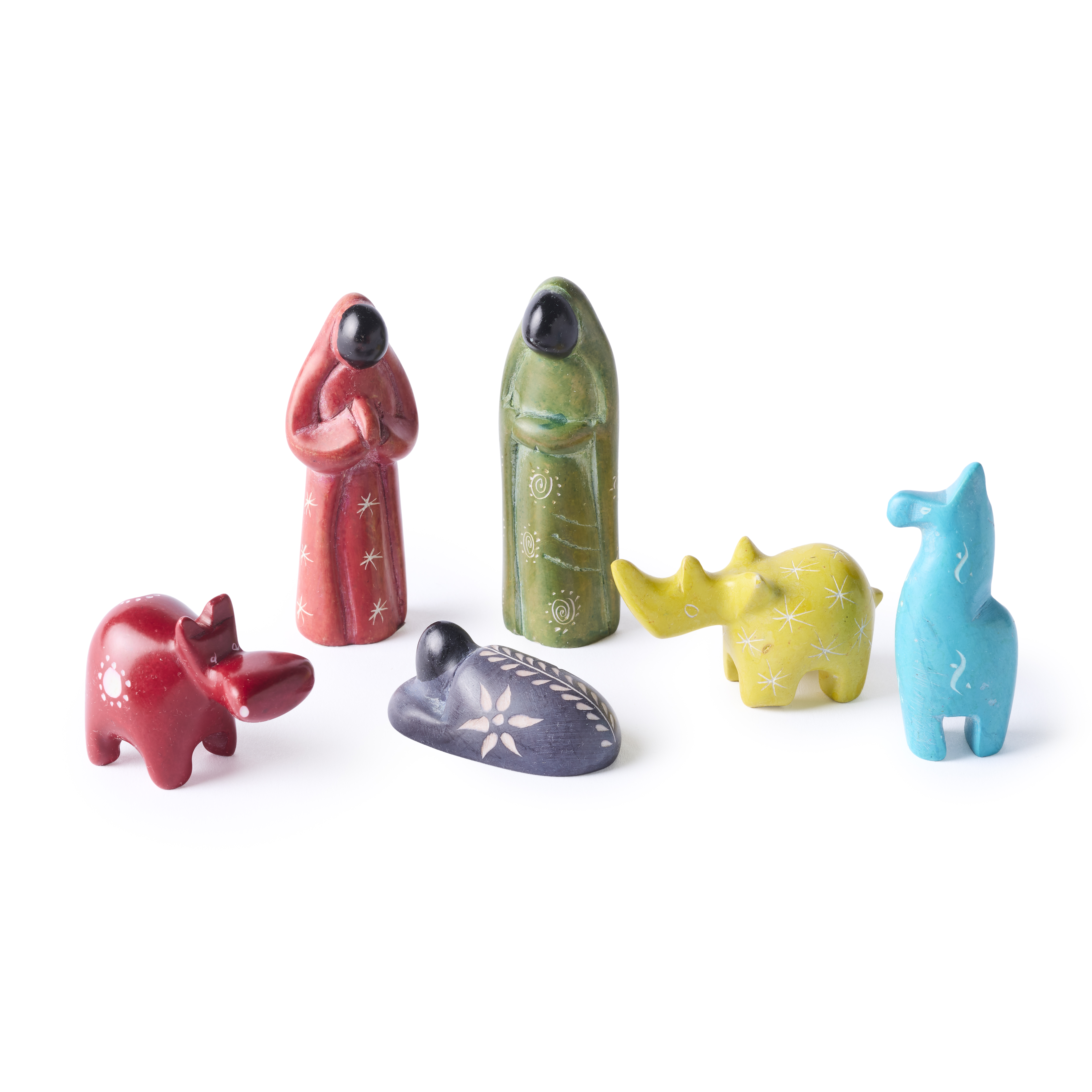 Kenya Soapstone Holy Family with Animals Nativity
