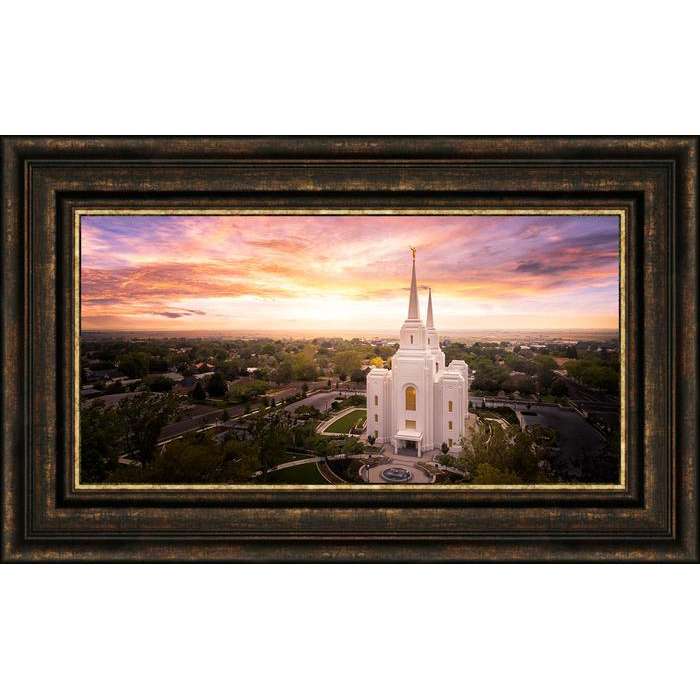 Brigham City Temple From On High (23x38 Framed Canvas Giclee), , large image number 0