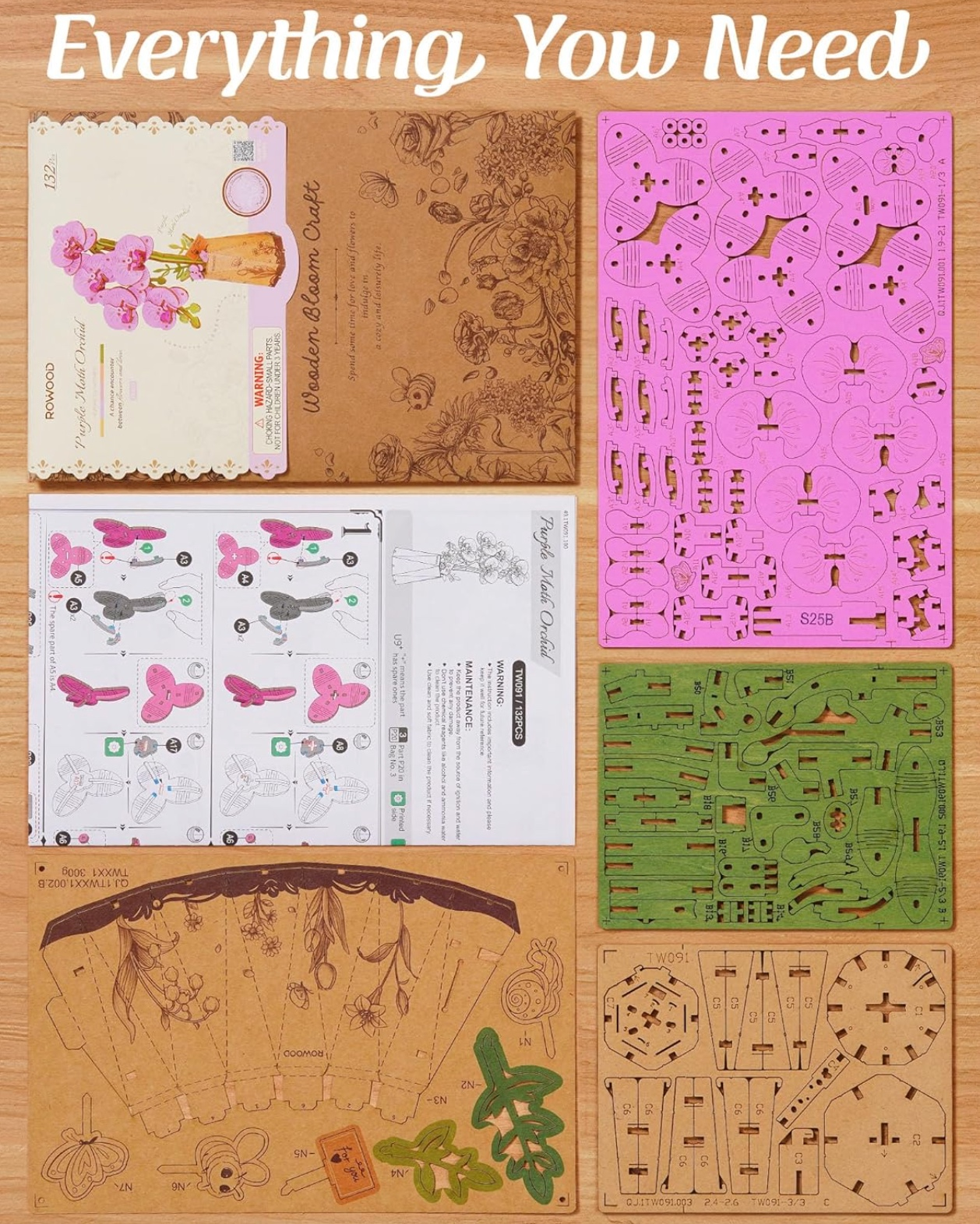 Purple Moth Orchid 132 Piece Wooden Puzzle, , large image number 3