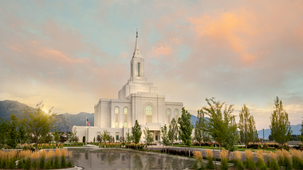Orem Utah Temple, Fire of the Covenant Series (25x43 Framed Canvas Print), , large