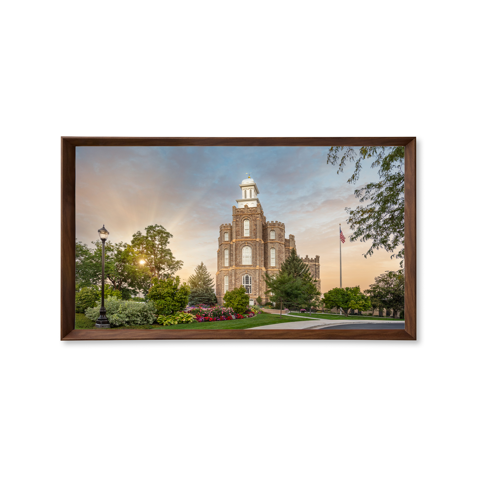 Logan Utah Temple, Fire of the Covenant Series (25x43 Framed Canvas Print)