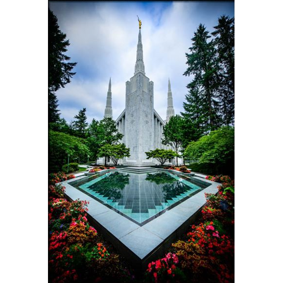 Portland Oregon Temple Reflection Pool (21x16 Framed Art), , large image number 0