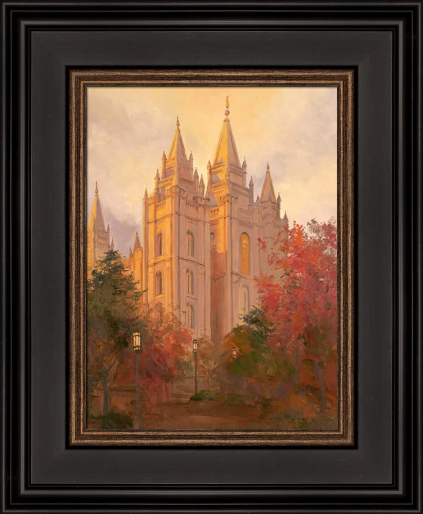 Salt Lake Temple, Golden Day (14.5x12.5 Framed Paper Print)