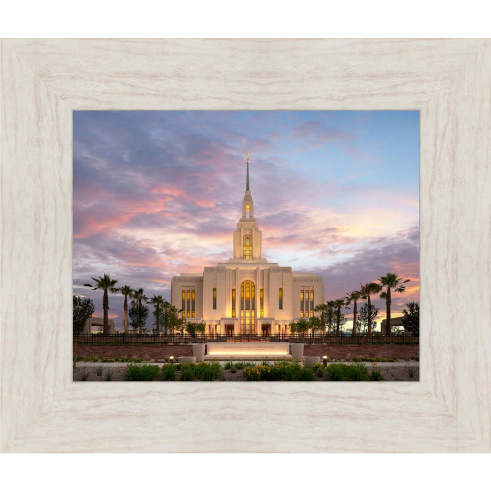 Red Cliffs Utah Temple, Evening Glow (17x20 Framed Art)
