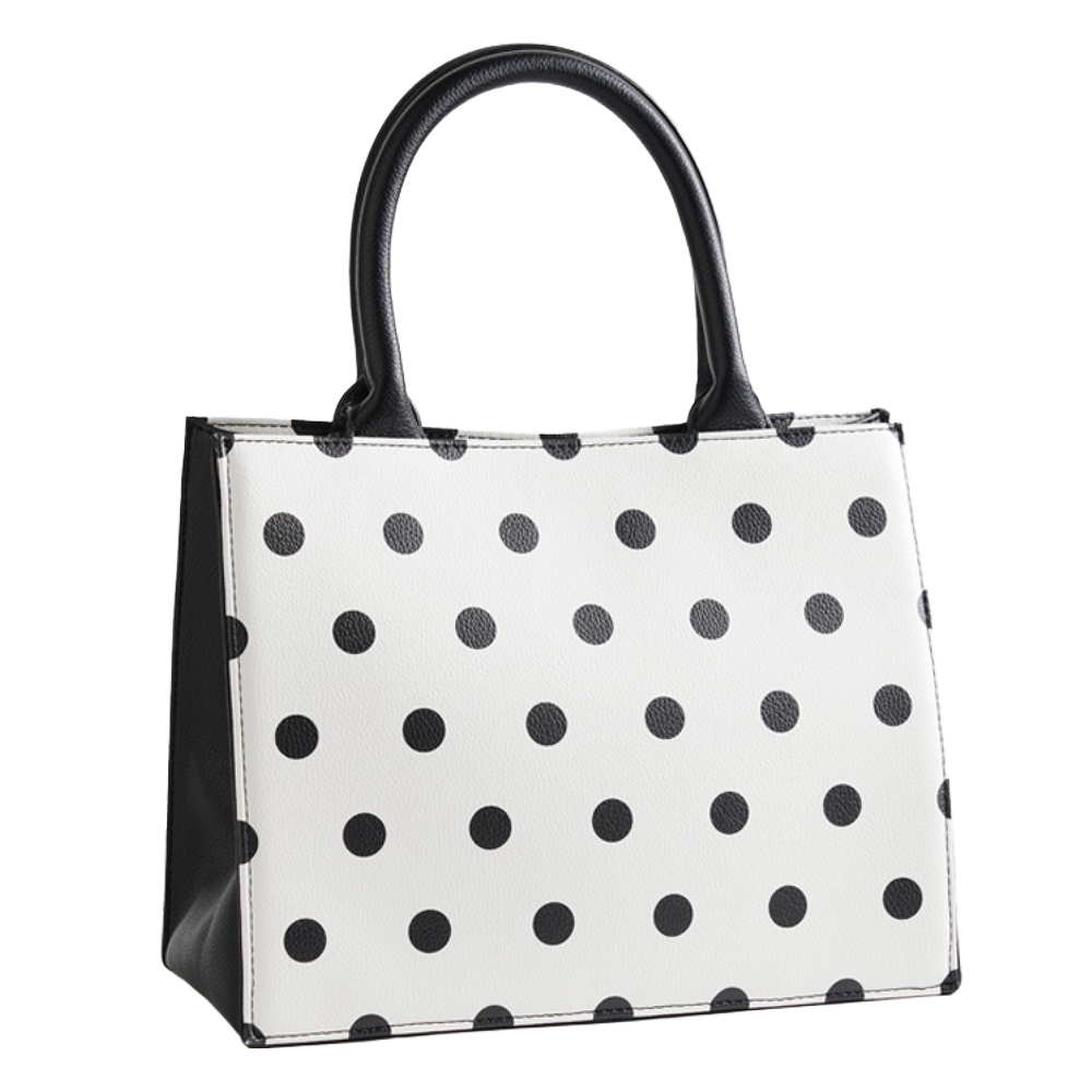 White with Black Dots Regular Scripture Tote