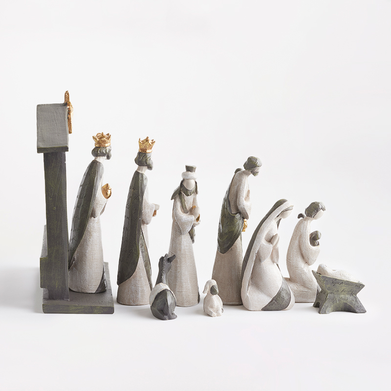 Golden Silent Night Resin Nativity, , large