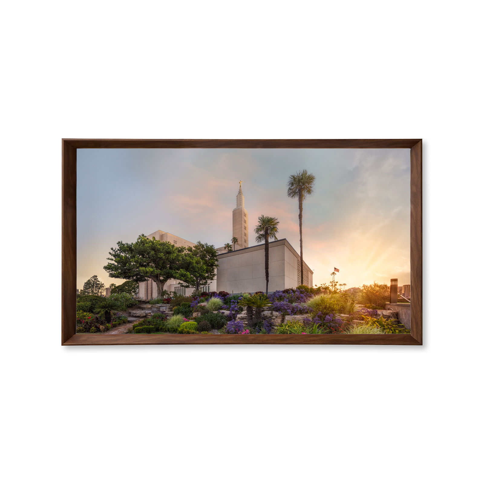 Los Angeles California Temple, Fire of the Covenant Series (25x43 Framed Canvas Print)