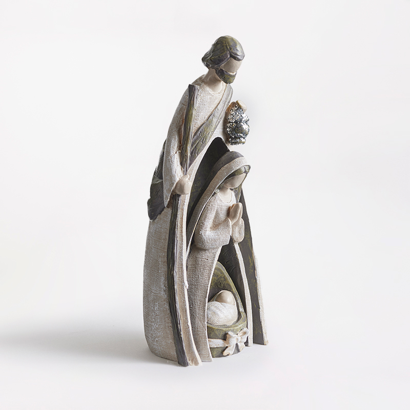 White Nesting Silent Night Resin Nativity, , large