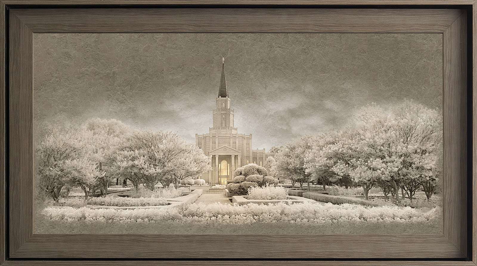 Houston Texas Temple, Gray Wood (22x39 Framed Textured Paper), , large image number 0