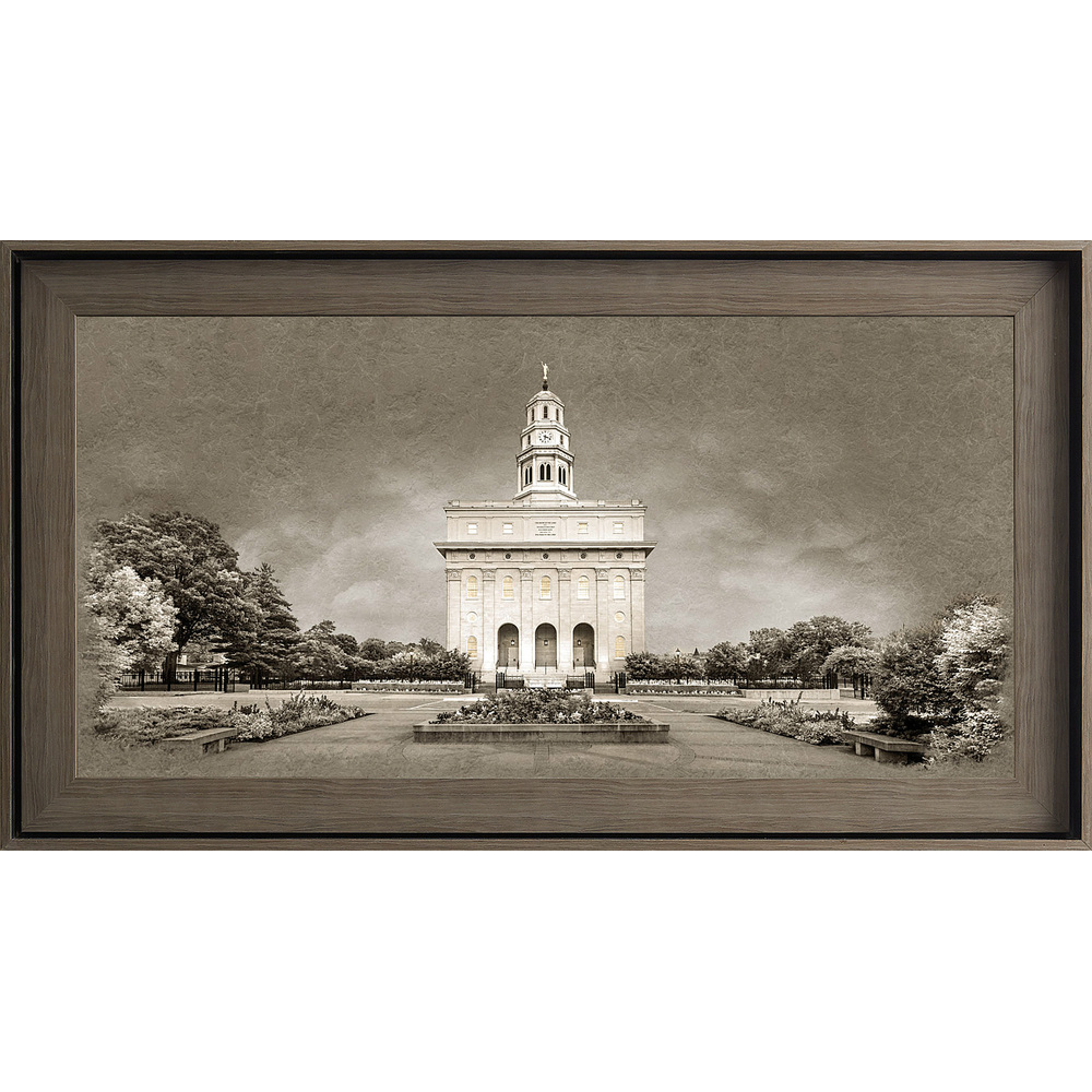 Nauvoo Illinois Temple, Gray Wood (22x39 Framed Textured Paper)
