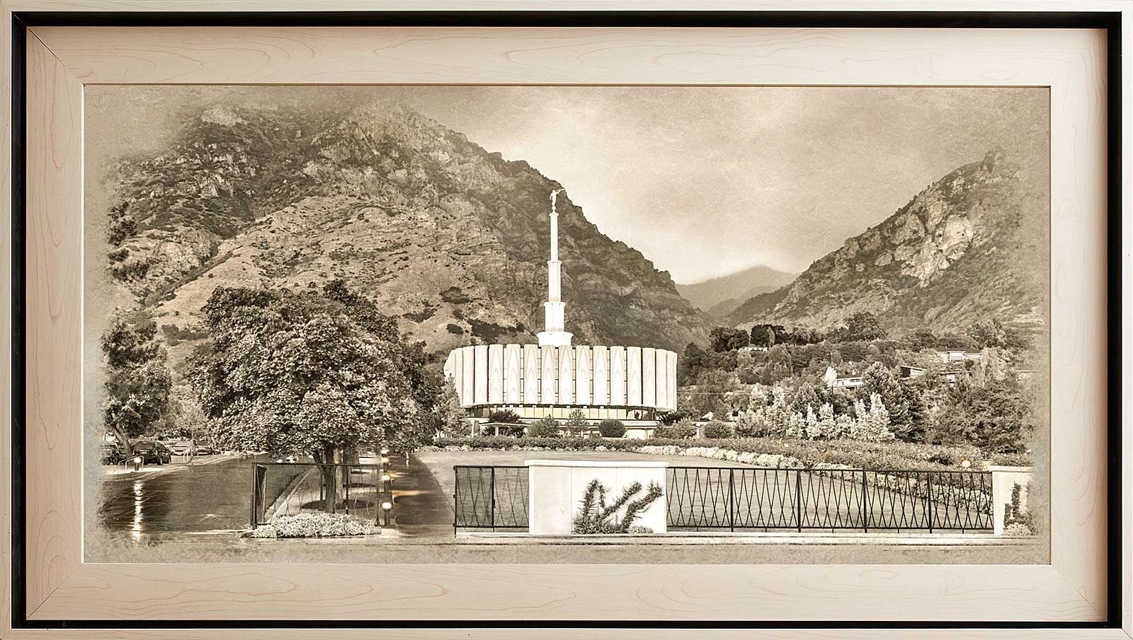 Provo Utah Temple, Light Wood (22x39 Framed Textured Paper), , large image number 0