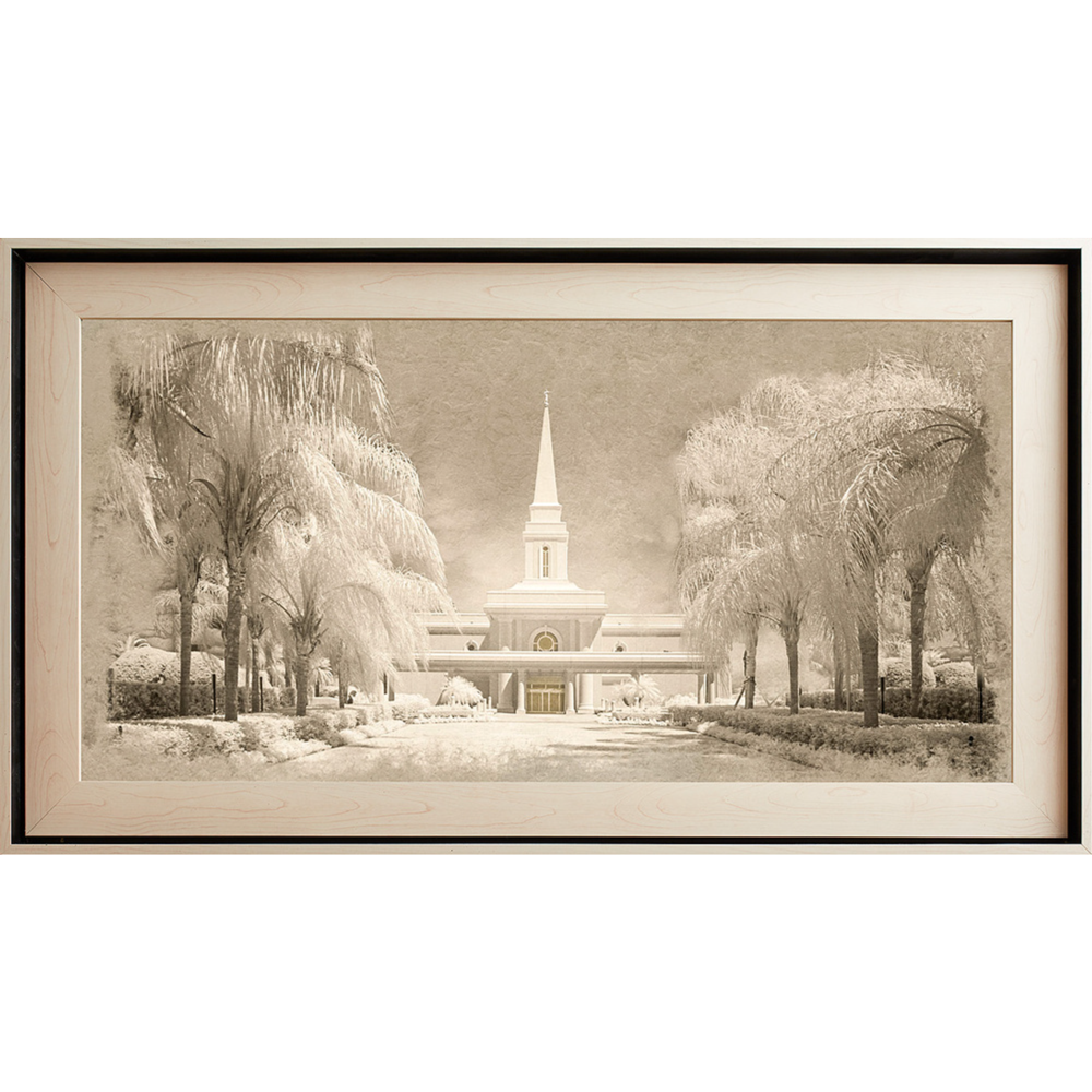 Orlando Florida Temple, Light Wood (22x39 Framed Textured Paper)