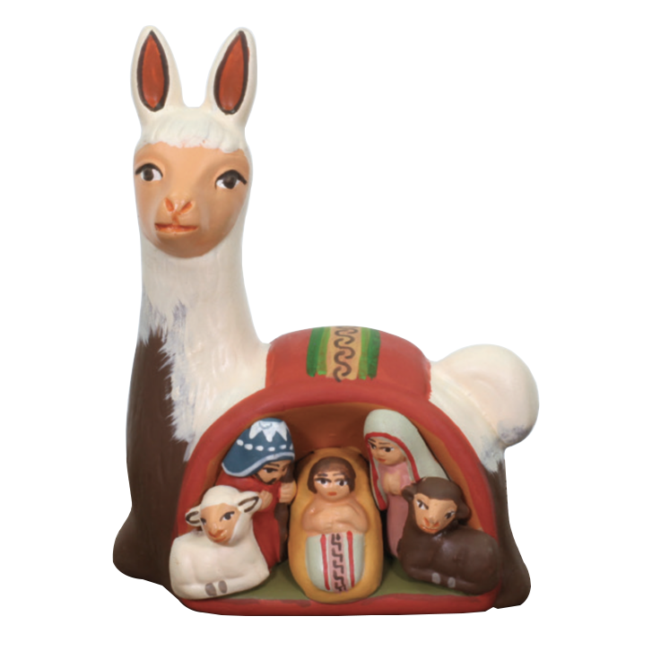 Peruvian Llama Painted Nativity