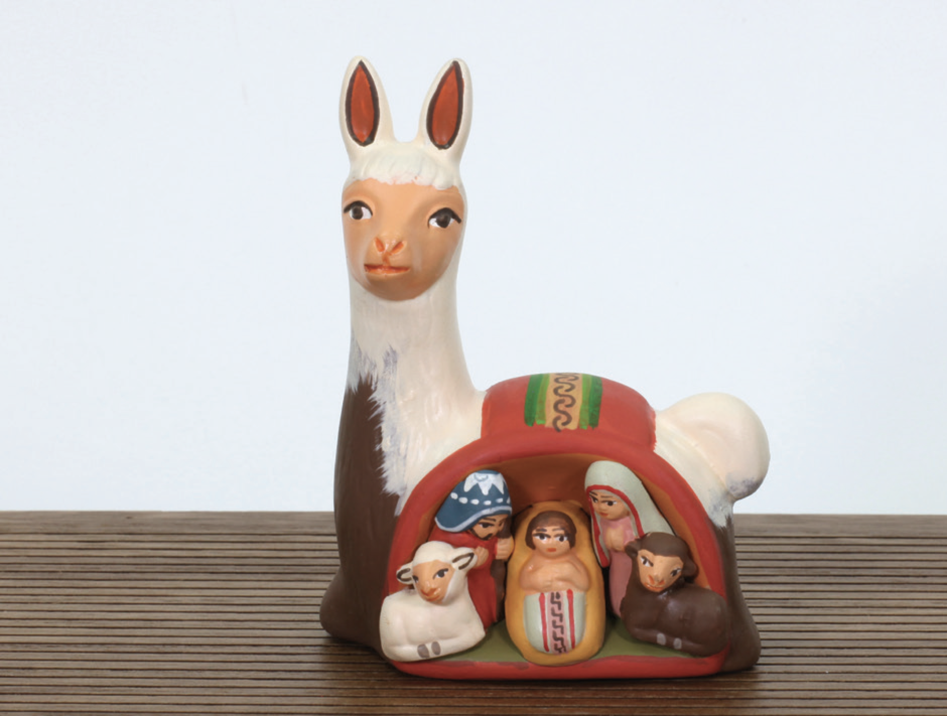 Peruvian Llama Painted Nativity, , large