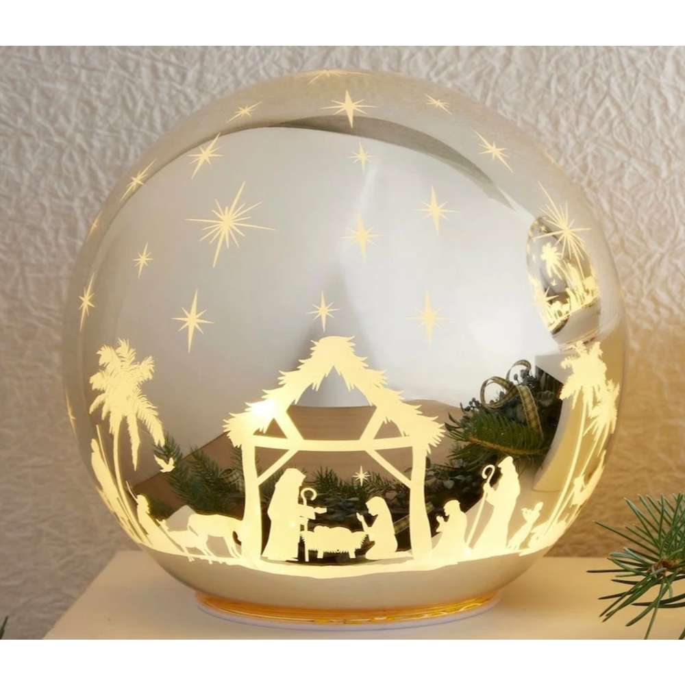 Light-up Gold Glass Nativity Sphere, , large image number 2