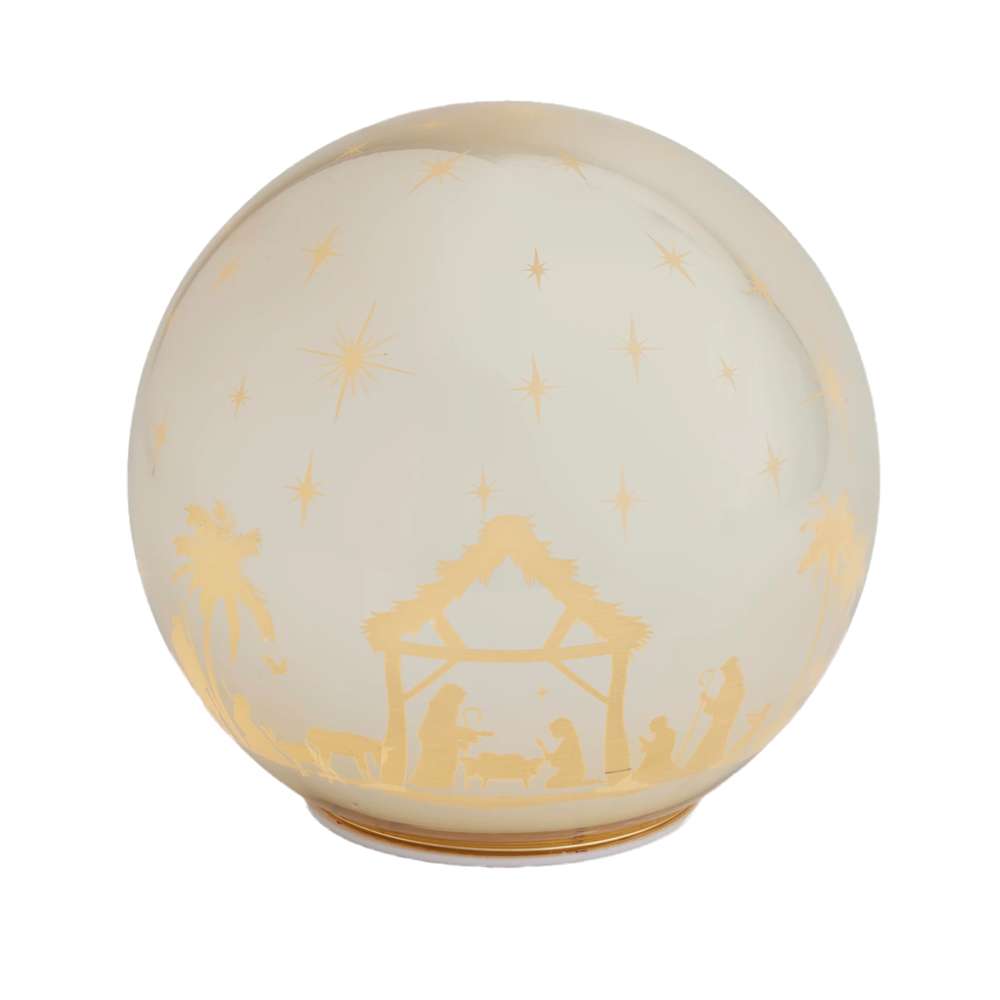 Light-up Gold Glass Nativity Sphere, , large