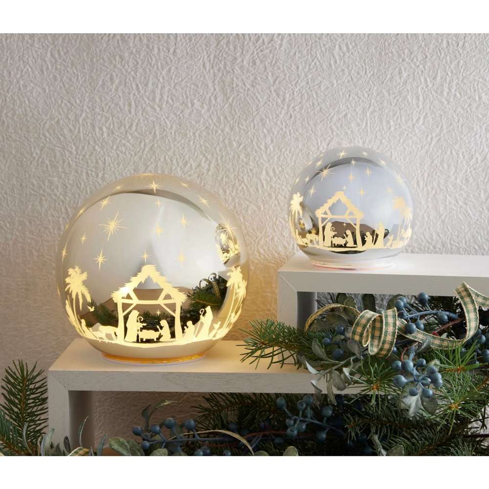 Light-up Gold Glass Nativity Sphere