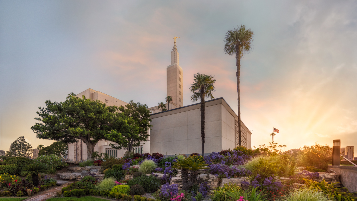 Los Angeles California Temple, Fire of the Covenant Series (25x43 Framed Canvas Print), , large