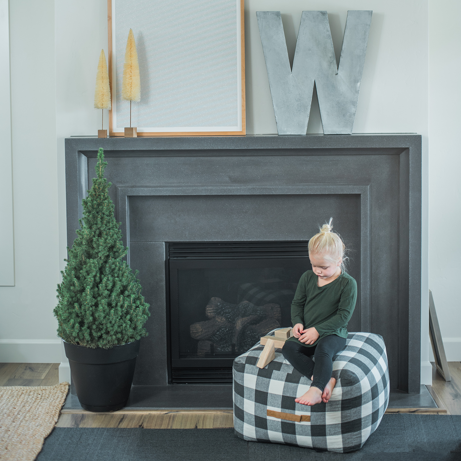 Buffalo Check Pouf, , large image number 1