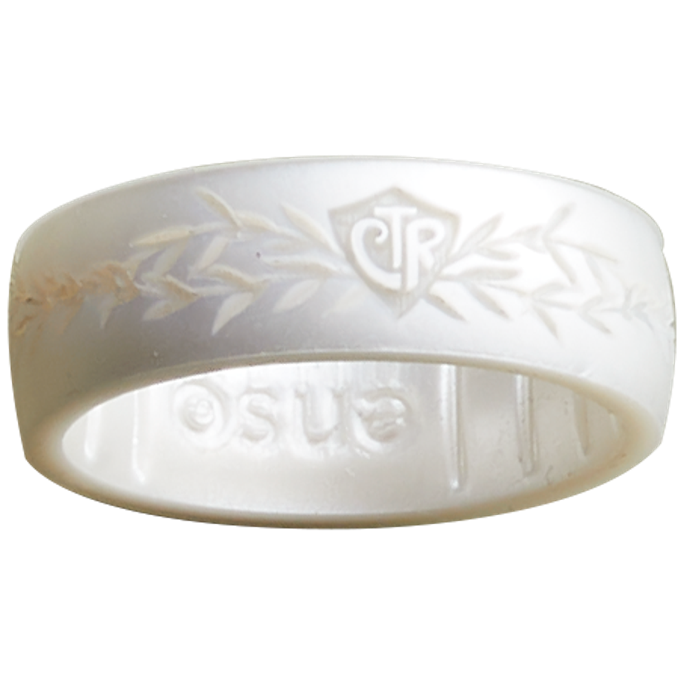 Silicone Classic White Floral Pearl CTR Ring,  Silicone Classic White Floral Pearl CTR Ring