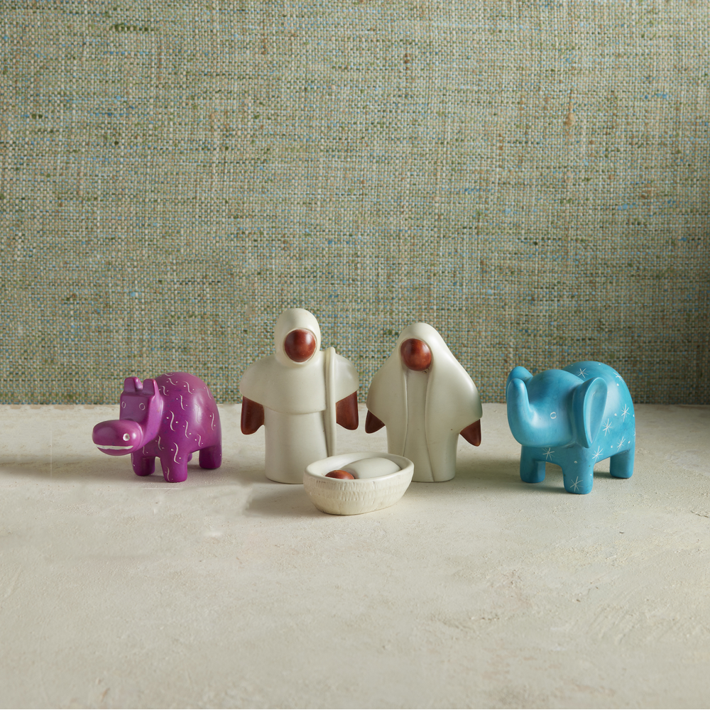 Kenyan Holy Family Soapstone Nativity, , large image number 1