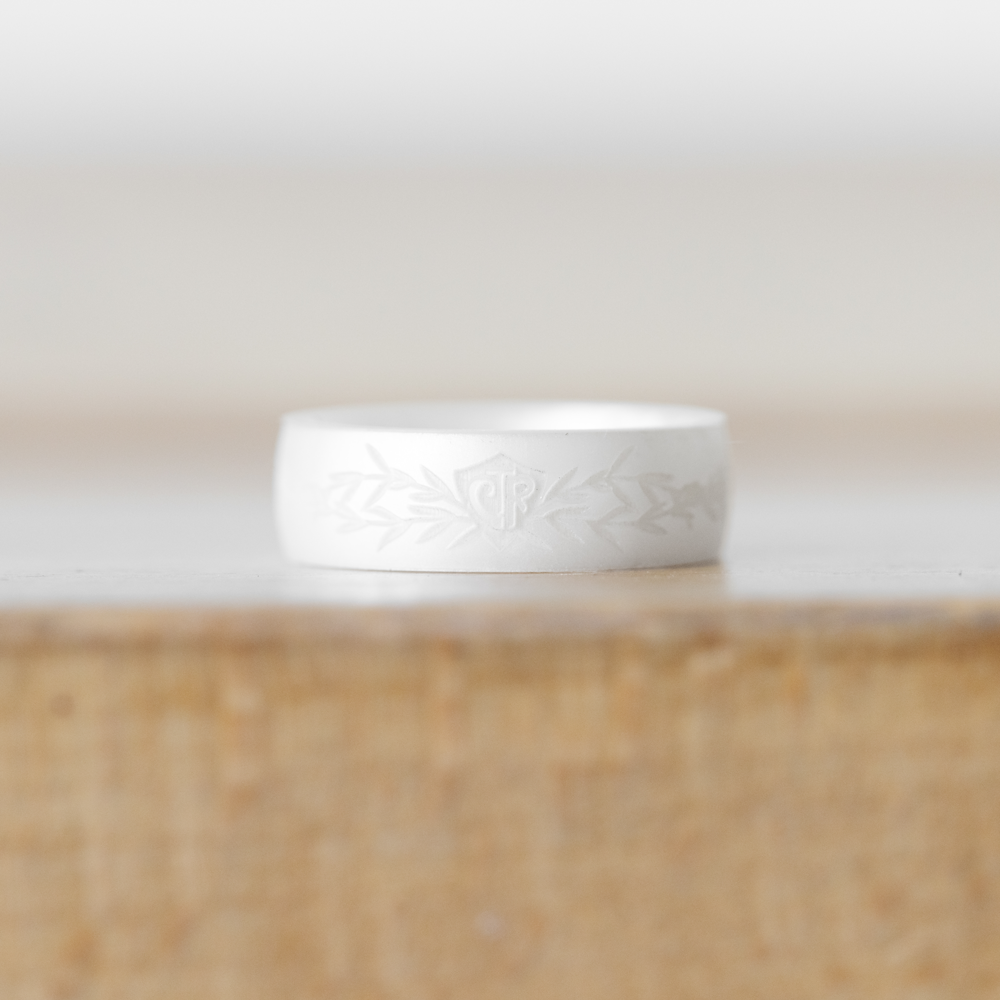 Silicone Classic White Floral Pearl CTR Ring, , large
