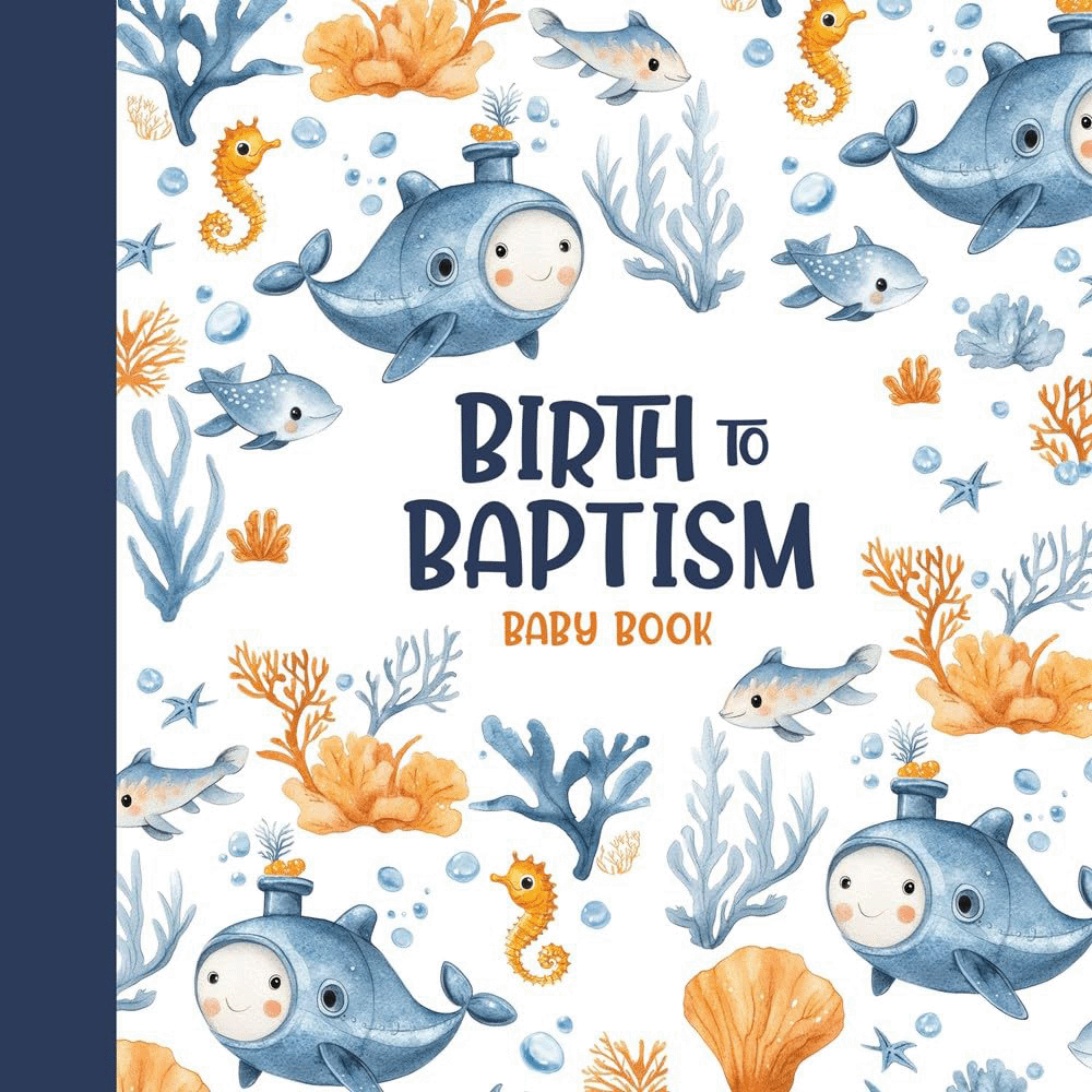 Birth to Baptism Blue Nautical Baby Book