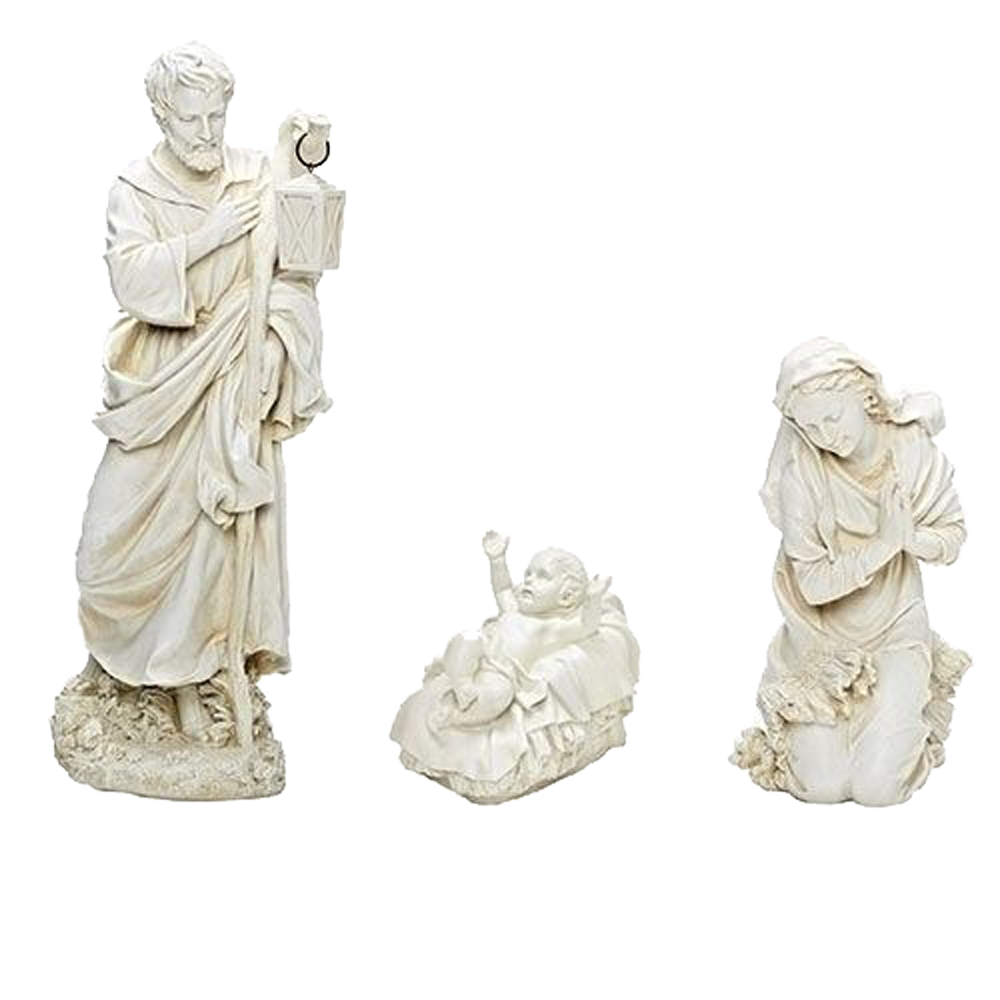 Ivory-Colored Holy Family Resin Nativity Statues