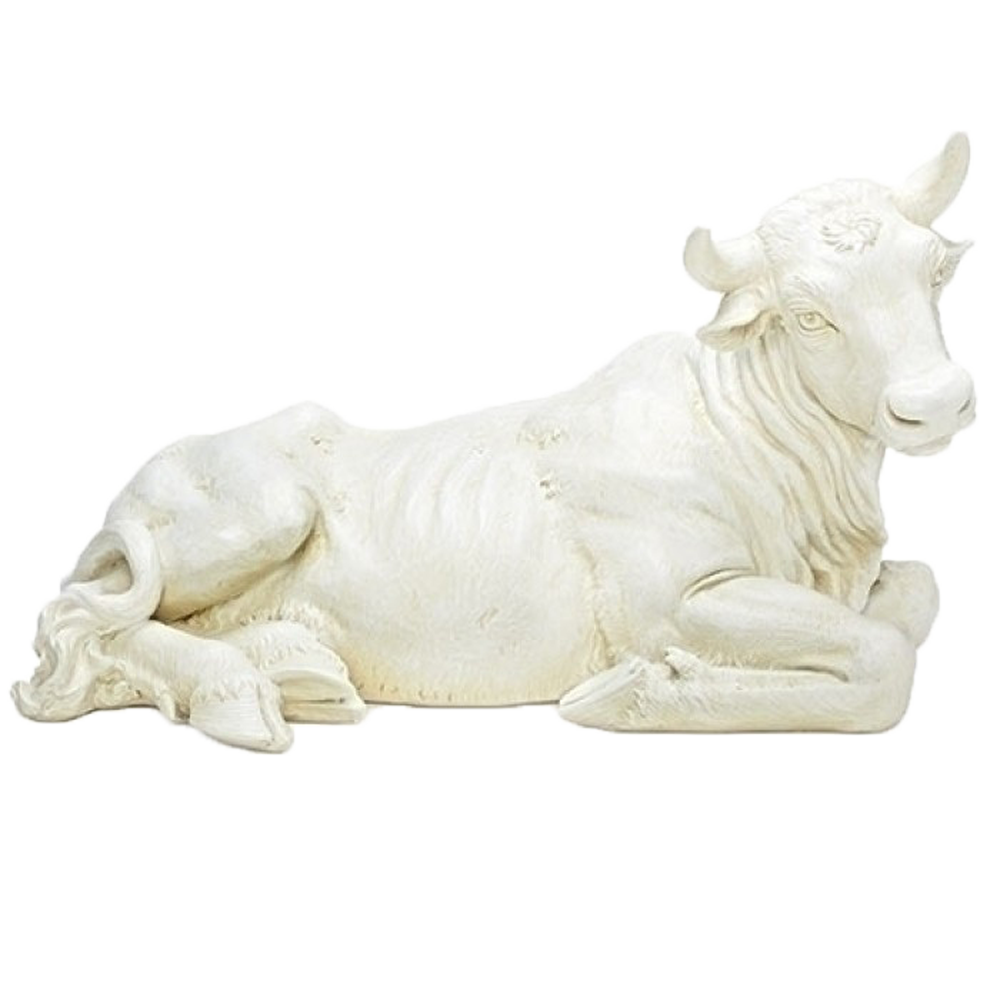 Ivory-Colored Ox Resin Nativity Statue