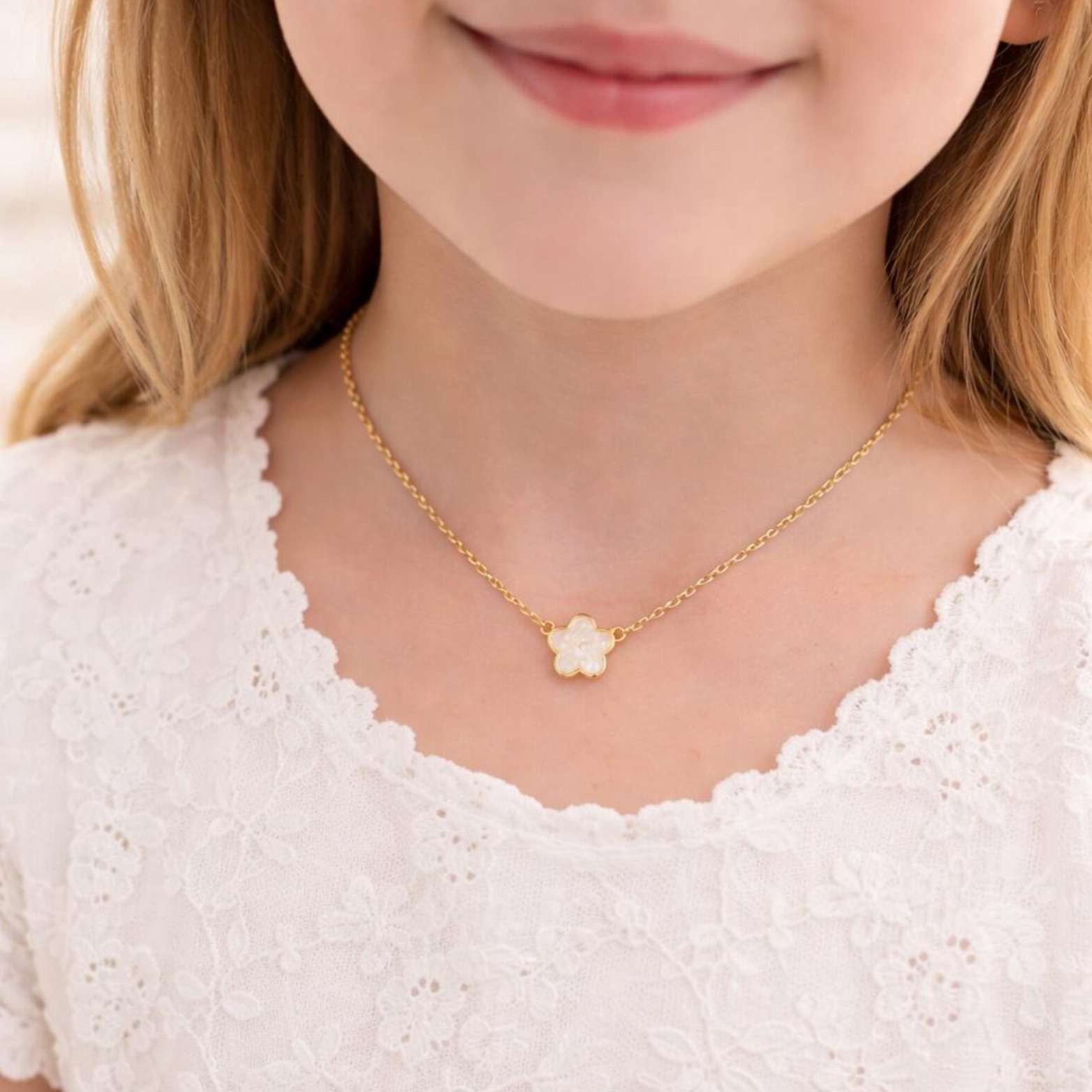Spanish Happy Baptism Flower Necklace, , large image number 4