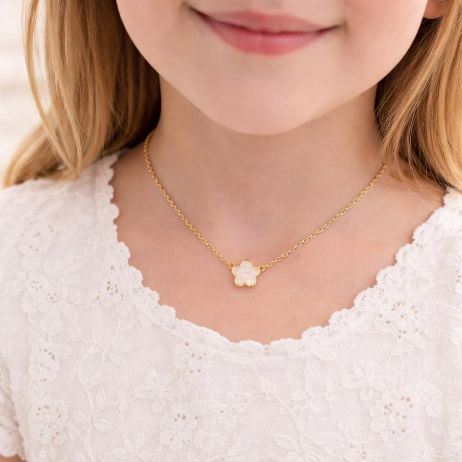 Spanish Happy Baptism Flower Necklace, , large image number 4