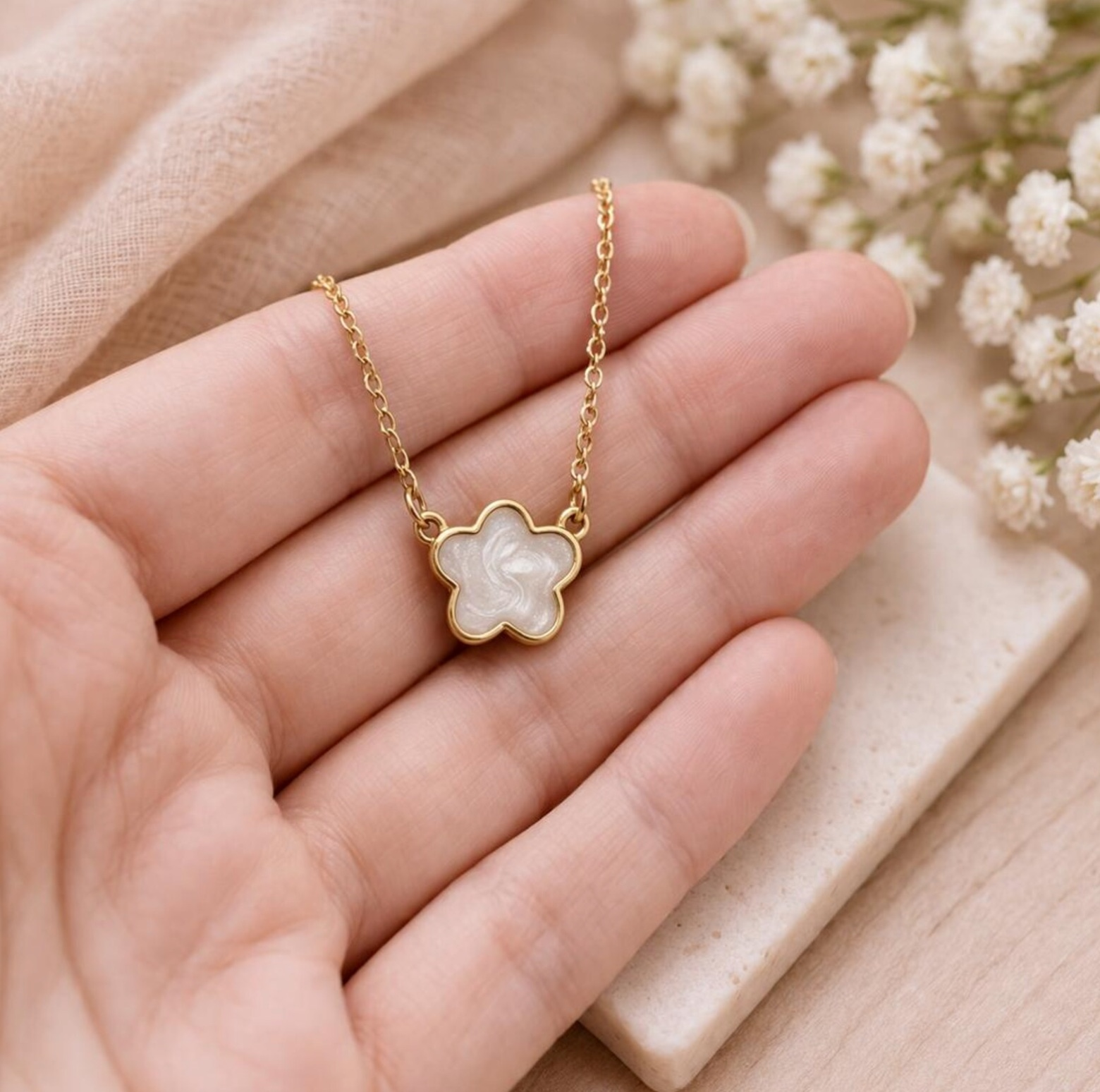 Spanish Happy Baptism Flower Necklace, , large image number 3