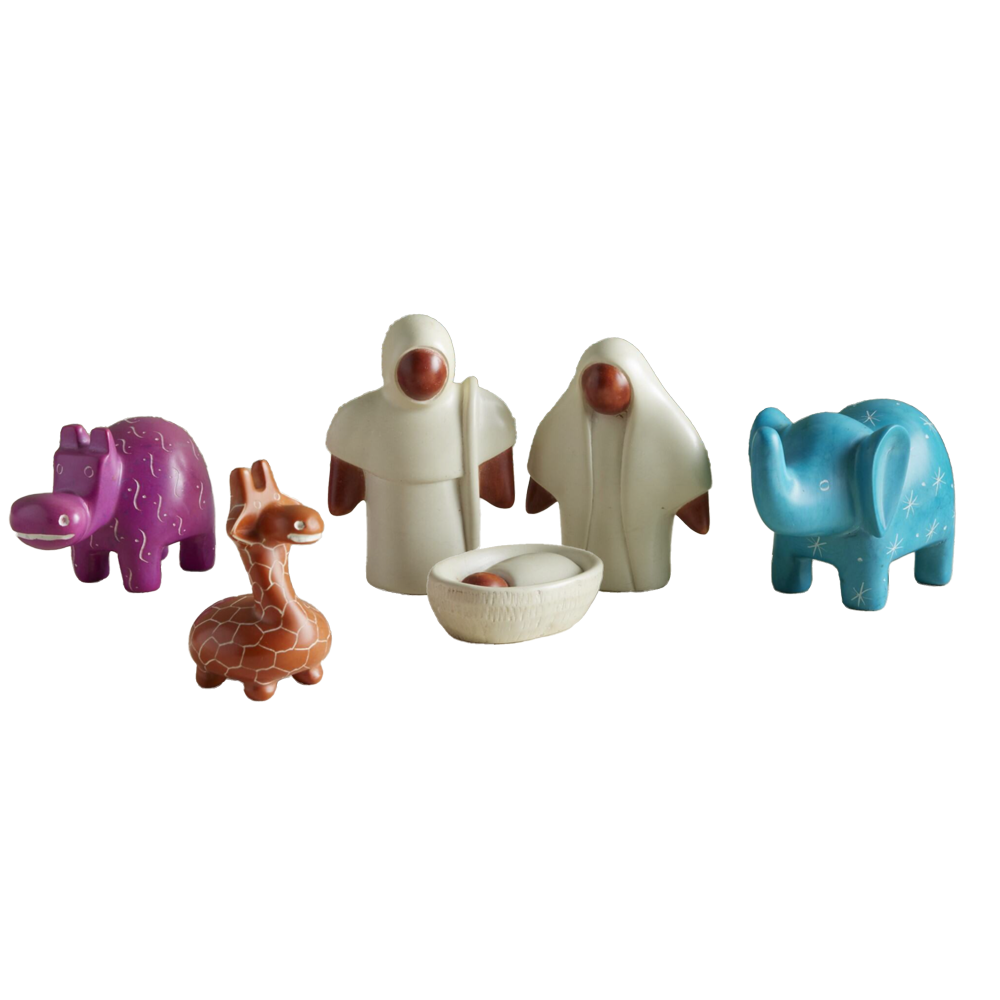 Kenyan Holy Family Soapstone Nativity