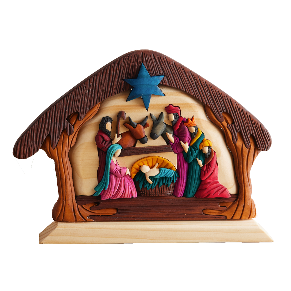 Colombian Colorful Layered Nativity Figurine,  Colombian Colorful Layered Nativity Figurine