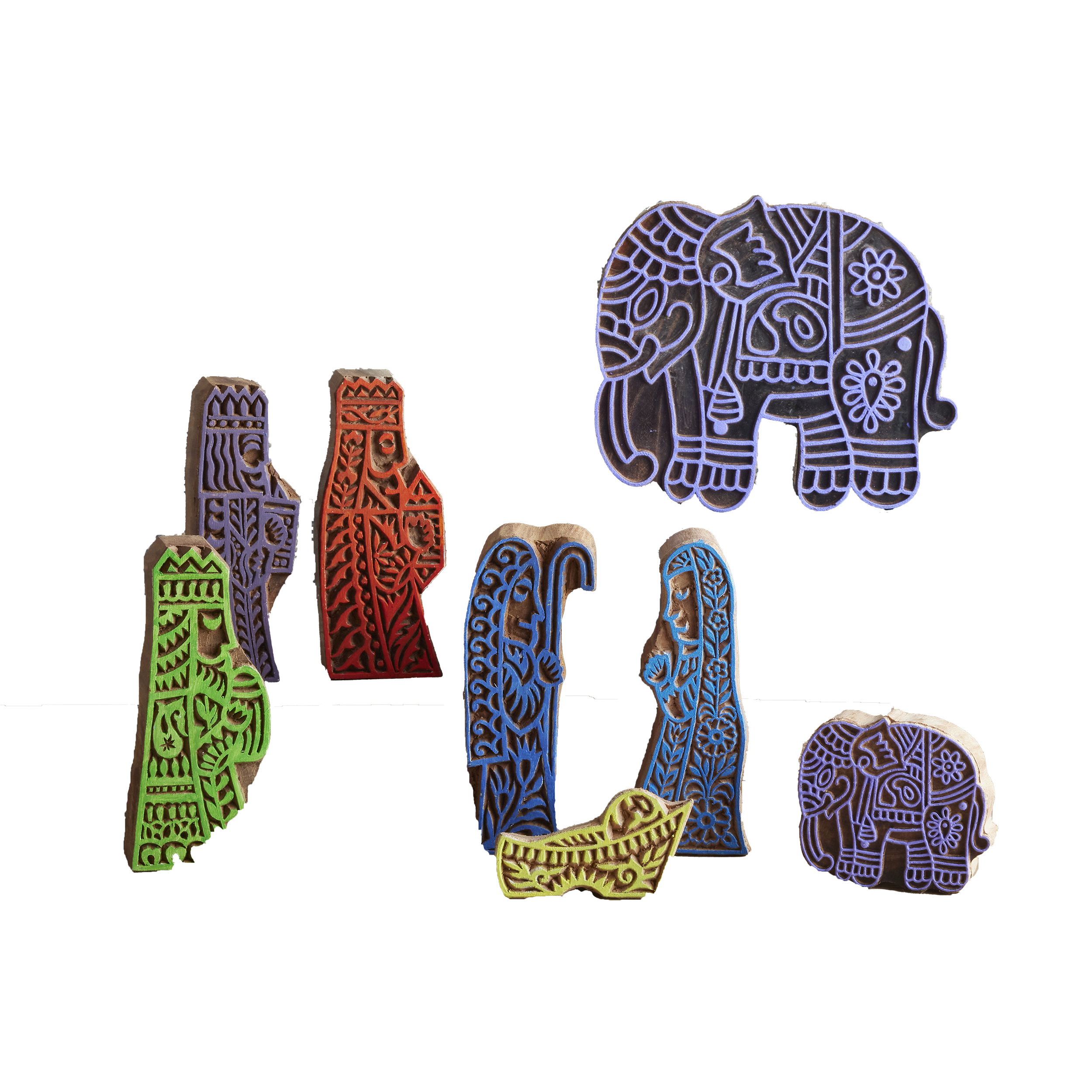 Indian Colorful Outlined Wood Nativity, , large image number 0