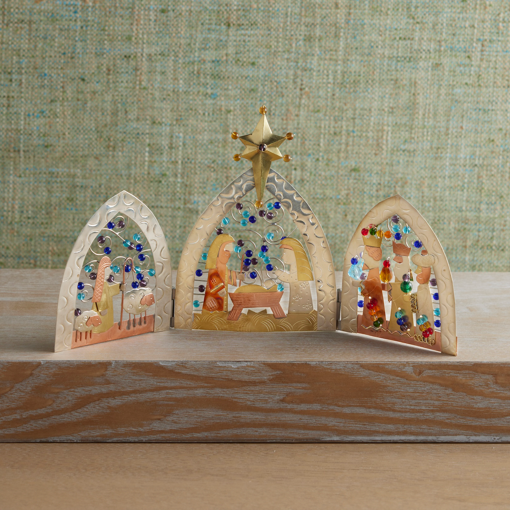 Thai Filigree Aluminum Nativity, , large image number 1