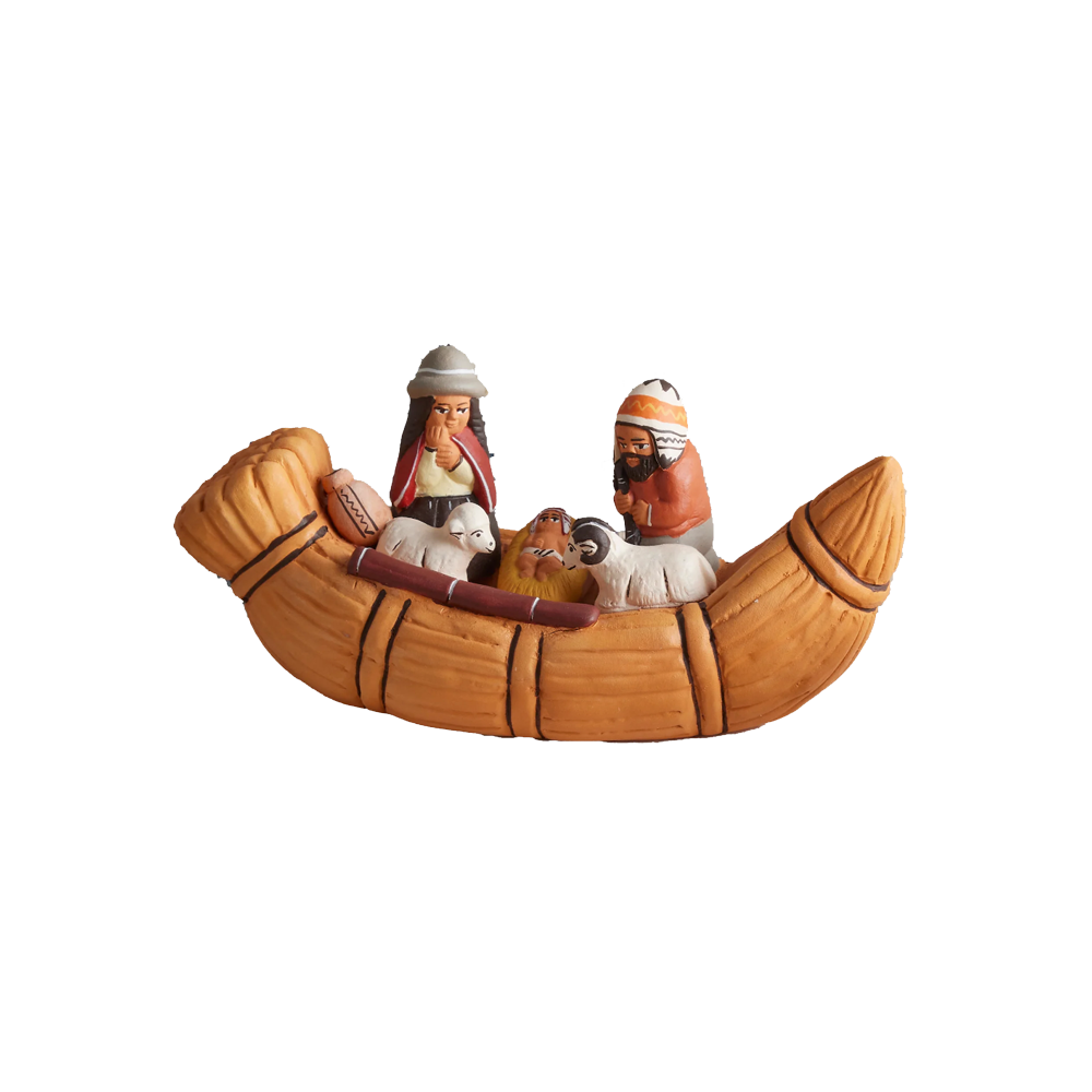 Peruvian Holy Family Nativity Canoe Figurine