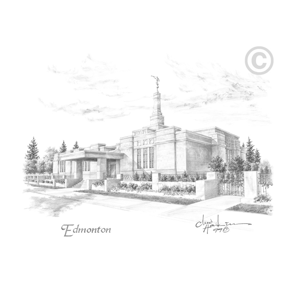 Edmonton Temple Sketch 11x14 Print, , large image number 0